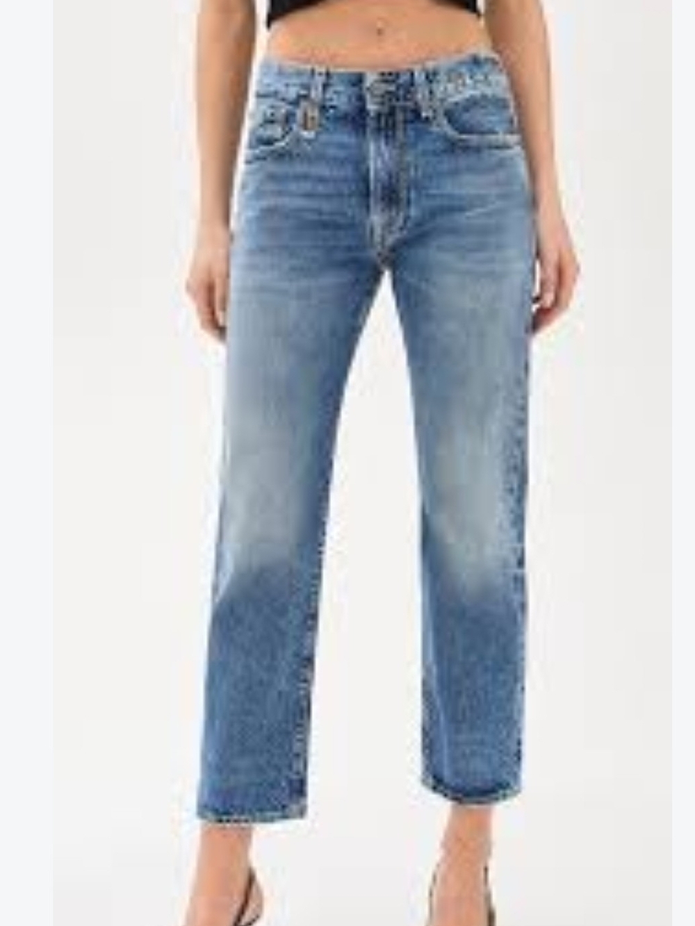 R13 Light Blue Cropped Straight Jeans